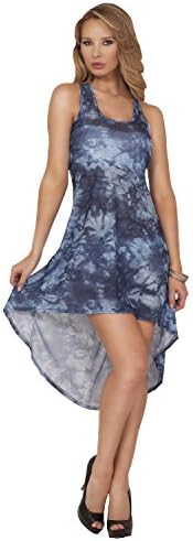 Womens Mesh Boho Tie Dye Sheer High Low Beach Tank Dress Bikini Cover Up Wrap