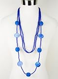 Mixed Chain Plastic Layered Long Necklace (A) - Blue