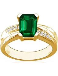 14K Yellow Gold Emerald Cut Emerald Ring With Sidestones (GIA Certificate)