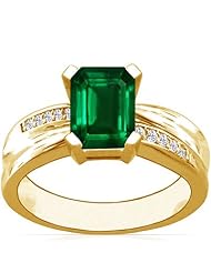 18K Yellow Gold Emerald Cut Emerald Ring With Sidestones (GIA Certificate)