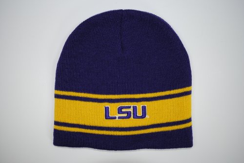 LSU Tigers Purple Yellow Stripe Beanie Cap Winter Hat