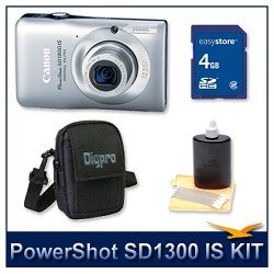 Canon PowerShot SD1300 IS Digital ELPH Camera (Silver) 4214B001, 12.1 Megapixel, 4x 28-112 mm Equivalent UA Zoom Lens, 2.7