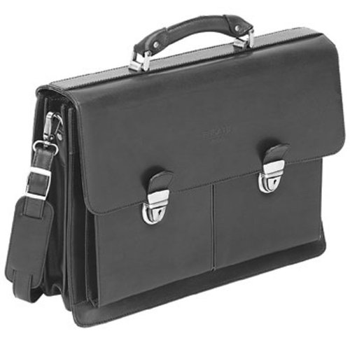 Bugatti Messina Black Italian Leather Briefcase Laptop