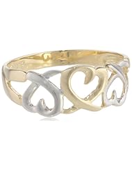 14k Yellow and White Two-Tone Gold Heart Ring, Size 7