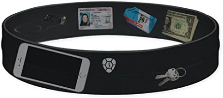 Shell Fitness Belt for Running, Crossfit, Yoga, Skateboarding, & Travel Medium Black