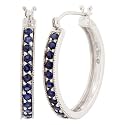 10k White Gold Lab Created Sapphire Hoop Earrings