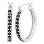 10k White Gold Lab Created Sapphire Hoop Earrings