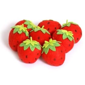 Set of 7 Strawberries Soft Felt Play Food Pretend Toy