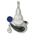 Sterling Silver Mother-of-Pearl Kwan Yin Pendant by Sajen