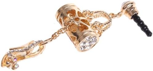 Poposh 3D Cute Red Handbag High Heels Crystal Anti Dust Plug Bling Earphone Jack Glitter Diamond Tail Rhinestone Headphone Port Stopper Caps For various devices which have 3.5mm headphone ports including iPhones, samsung galaxy, htc, nokia series (Union Jack Style) - Red