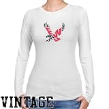NCAA Eastern Washington Eagles Ladies White Distressed Logo Vintage Long Sleeve Slim Fit T-shirt