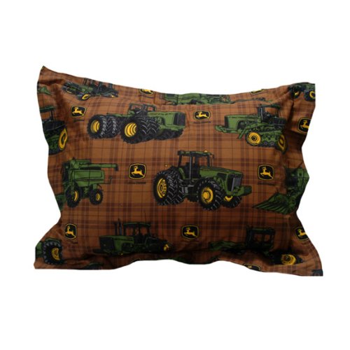 John Deere Traditional Tractor And Plaid Pillow Sham Debra M