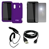 EMPIRE Purple Silicone Skin Case Cover + Mirror Screen Protector + Car Char ....