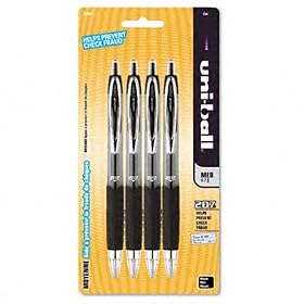 uni-ball 33960PP - Signo Gel 207 Roller Ball Retractable Gel Pen, Black Ink, Medium, 4 per Pack-SAN33960PP