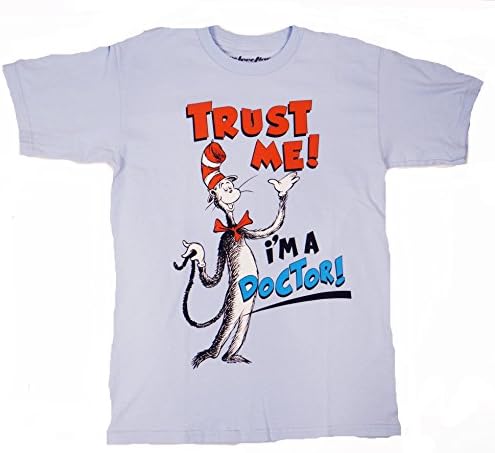 Dr. Seuss Trust Me I'm A Doctor Adult Sky Blue T-shirt (XXL, Light Blue)