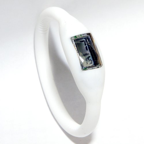 Ion 25 Trooper White Sports Silicon Watch Band. Jelly Bracelet for Men and Women. Comfort-Fit Lightweight LCD Silicone Digital Wrist Watch Includes Free Carrying Pouch