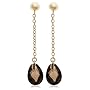 14k Yellow Gold Smoky Quartz Briolette Dangle Earrings