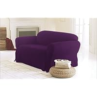 3 Pieces Solid Purple Suede Couch/sofa Cover with Loveseat and Chair Slipcover