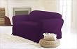3 Pieces Solid Purple Suede Couch/sofa Cover with Loveseat and Chair Slipcover