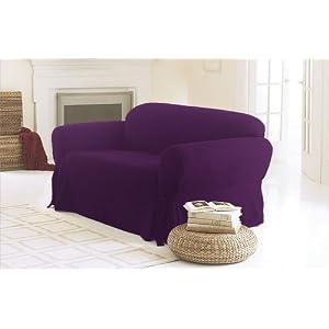 3 Pieces Solid Purple Suede Couch/sofa Cover with Loveseat and Chair Slipcover