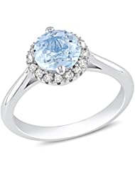 Sterling Silver Blue Topaz and Diamond Ring (0.01 cttw, G-H Color, I2-I3 Clarity)