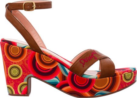 Desigual Women's Circle Print Block Wedge Sandal