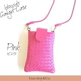 かわいい イントレチャート ガジェットケース ガジェットポーチ 人気　Gucciny&Co ブランド レディース 女性 iPhone iphone4 スマートフォンケース ケース スマホケース ガジェット スマホ ポーチ ネックストラップ 携帯ケース 化粧ポーチ パスケース 定期入れ 小物入れ (ピンク)