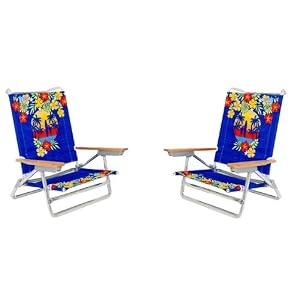 Rio Fantasy 5 Position to Lay Flat Beach Chair - Set of 2 by 