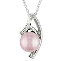 Silver, Pink FW Button Pearl Pendant - Blue