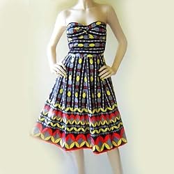 New Sexy Unique Print Mid Corset Strapless Tube Dress
