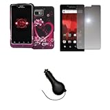 EMPIRE Verizon Motorola DROID Bionic Purple Hearts with Flowers Rubberized  ....