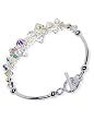 Austrian Clear AB Swarovski Crystal Sterling Silver 7.5" Bracelet With Toggle Clasp