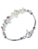 Made with Swarovski Elements&reg; Austrian Clear AB Crystal Bracelet in .925 Sterling Silver with 7.5" Toggle Clasp
