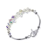 SCBR008 Austrian Clear AB Swarovski Crystal Sterling Silver 7.5 Bracelet With Toggle Clasp