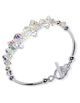 Austrian Clear AB Swarovski Crystal Sterling Silver 7.5" Bracelet With Toggle Clasp