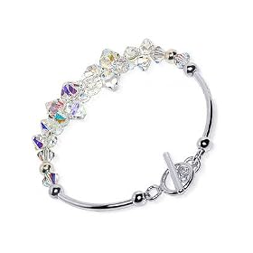 SCBR008 Austrian Clear AB Swarovski Crystal Sterling Silver 7.5" Bracelet With Toggle Clasp