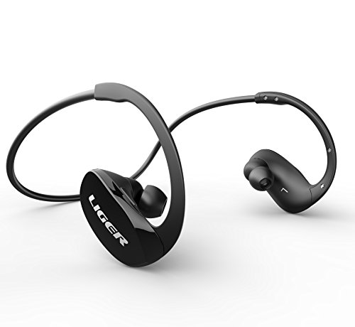 Bluetooth Headphones, Liger XS900 Wireless Bluetooth 4.0 Headphones with Noise Cancelling and Mic - Great for Sports, Running, Gym, Exercise -Wireless Bluetooth Earbuds Headset Earphones - Black