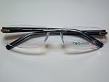 Tag Heuer - Authentic Tag Heuer 8103 003 Polished Frame Black/Blue Temples Rimless Eyeglasses 54mm Eyewear