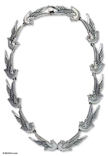 Sterling silver chain necklace Doves Peace