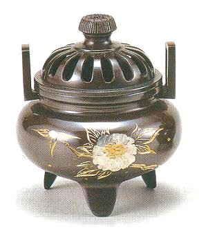 香炉　利休型　小（ボタン彫金） 