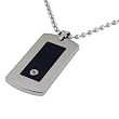 Stainless Steel Dog Tag Pendant with Diamond-Accent and Resin, 22''