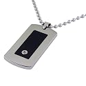 Stainless Steel Dog Tag Pendant w/ Diamond Accent & Resin, 22''