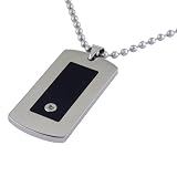 41lxo1fDLvL. SL160  Stainless Steel Dog Tag Pendant with Diamond Accent and Resin, 22