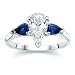 2.01 CT PEAR DIAMOND W PEAR BLUE SAPPHIRE RING 18K