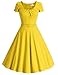 MUXXN Women's 1950s Vintage Short Sleeve Pleated Swing Cocktail Dress