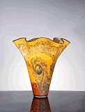 Floral Decorative Vase made of Colored Glass in Casual Red Brown and Sun Set Yellow