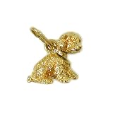 14K Gold Vintage Dog Charm, three-dimensional