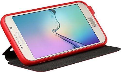 Galaxy S6 Case, Scratch-Resistant Matte Anti-Microbial TPU, Extreme Shock Absorption and Sound Amplification, Theater Mode Kickstand Exact Fit Case for Samsung Galaxy S6 SM-920 Devices - Red