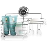 BINO SMARTSUCTION Chrome Shower Caddy, Combo Basket