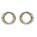 Eve's Addiction Sparkling Two Tone Cubic Zirconia Cable Circle Earrings
